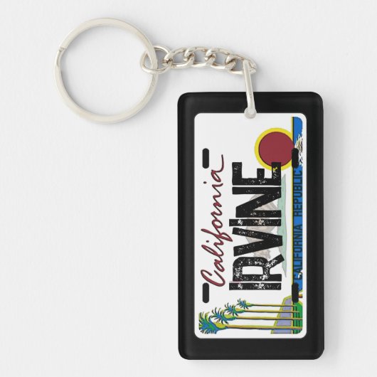 Irvine California flag license plate keychain (Voorkant)