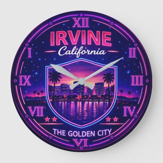 Irvine California Modern Skyline Grote Klok (Voorkant)