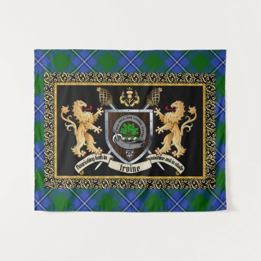 Irvine Clan Badge & Motto w/Lions Wandkleed (Voorkant (horizontaal))