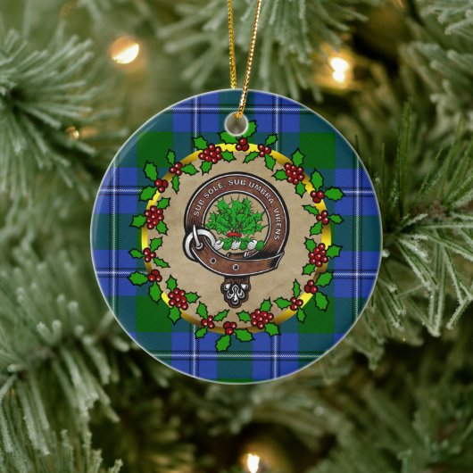 Irvine Clan Badge & Tartan Gepersonaliseerde Kerst Keramisch Ornament (Boom)