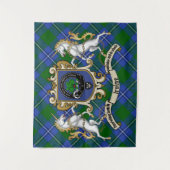 Irvine Clan Badge & Unicorns met Tartan Wandkleed (Voorkant)