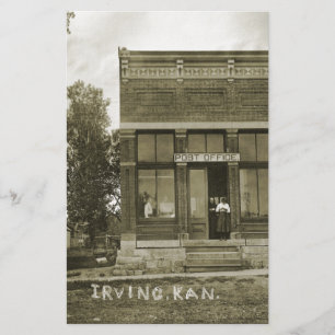 IRVING KANSAS POST KANTOOR FOTO MARSHALL COUNTY BRIEFPAPIER