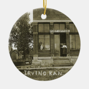 IRVING KANSAS POST KANTOOR FOTO MARSHALL COUNTY KERAMISCH ORNAMENT