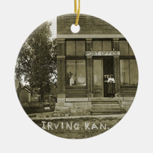 IRVING KANSAS POST KANTOOR FOTO MARSHALL COUNTY KERAMISCH ORNAMENT (Voorkant)