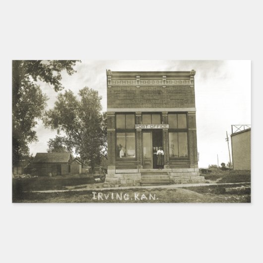IRVING KANSAS POST KANTOOR FOTO MARSHALL COUNTY RECHTHOEKIGE STICKER (Voorkant)
