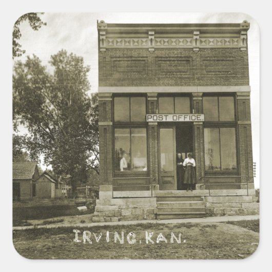 IRVING KANSAS POST KANTOOR FOTO MARSHALL COUNTY VIERKANTE STICKER (Voorkant)