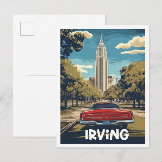 Irving Texas USA Art Vintage Travel Illustratie Briefkaart (Voorkant / Achterkant)