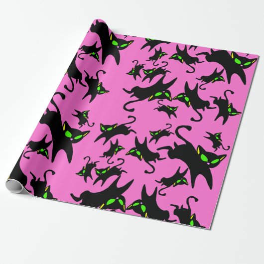 Irving the Black Kat Roze Cadeaupapier (Uitgerold)