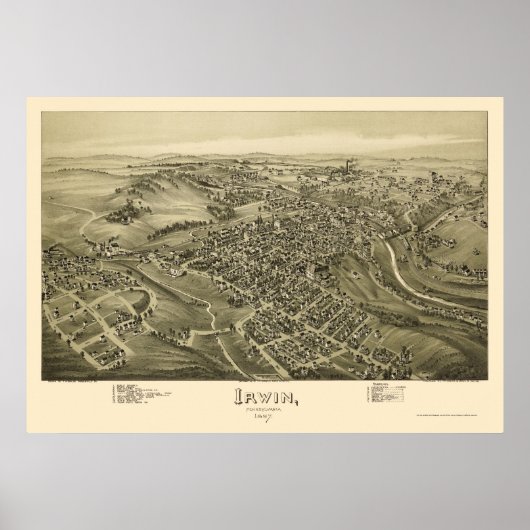 Irwin, PA Panoramic Map - 1897 Poster (Voorkant)