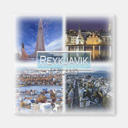 IS0007 Europa, IJsland, Reykjavik, koelkast Magneet (Voorkant)