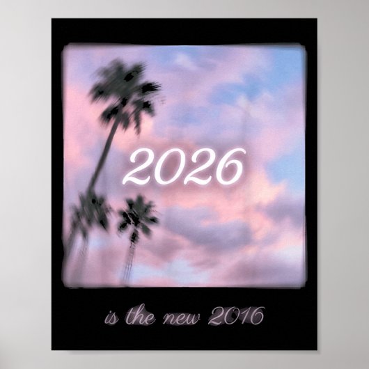 Is 2016 Retro Palmboom Zonsondergang Poster (Voorkant)