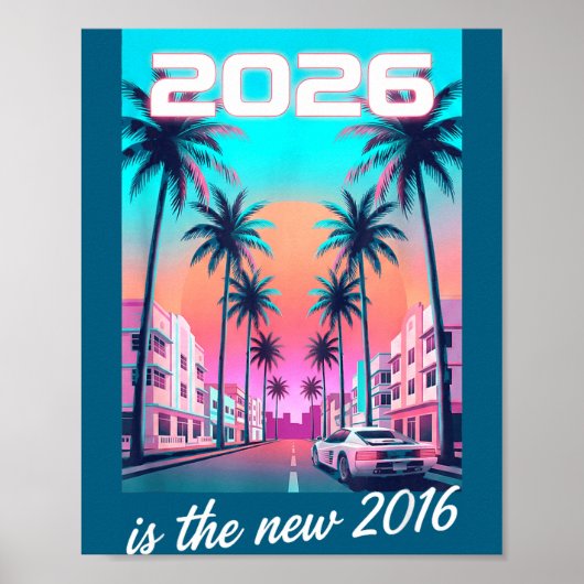 Is 2016 Retro Synthwave Auto Esthetiek Poster (Voorkant)