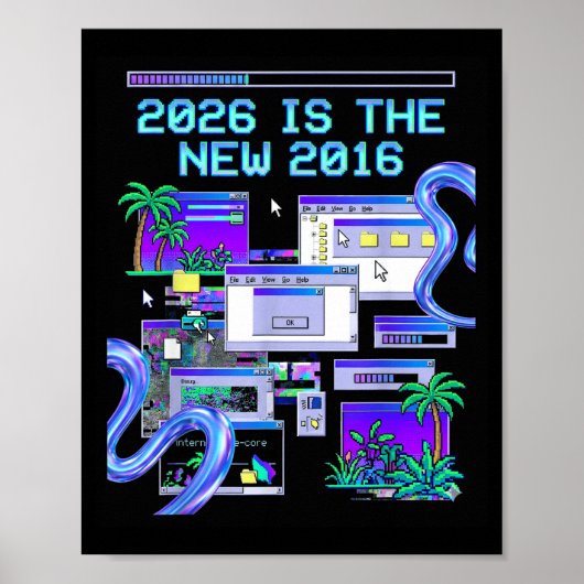 Is 2016 Vaporwave Pixel Computer Esthetiek Poster (Voorkant)