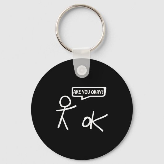 Is Alles Ok_ Cartoon Stickman Help Sarcasme Grappi Sleutelhanger (Voorkant)