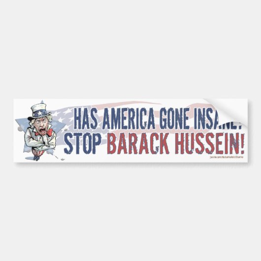 Is Amerika gek geworden? oom Sam Bumpersticker (Voorkant)