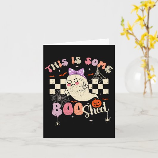 Is Boo Sheet Cute Ghost Retro Halloween Kostuum Wo Kaart (Gele Bloem)