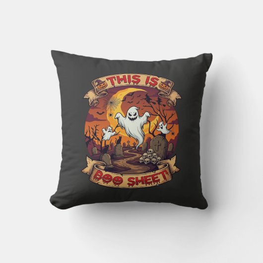 Is Boo Sheet Halloween Geest Kerkhof Pompoenen_1 Kussen (Voorkant)