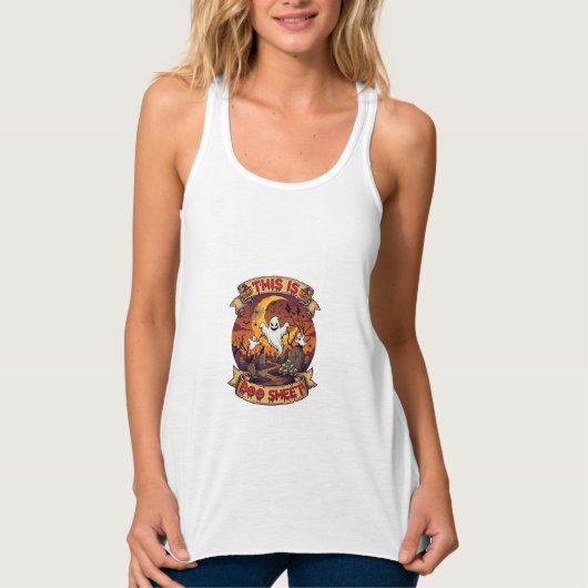 Is Boo Sheet Halloween Geest Kerkhof Pompoenen_1 Tanktop (Voorkant)