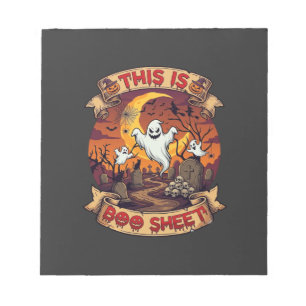 Is Boo Sheet Halloween Ghost Cemetery Pumpkins_1 Notitieblok