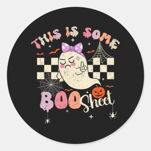 Is Boo Sheet Schattige Ghost Retro Halloween Kostu Ronde Sticker (Voorkant)