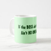 Is BOSS niet gelukkig? Niemand is gelukkig! Mok (Voorkant links)