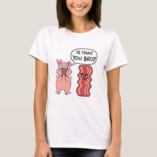 Is dat jouw broer? Funny Bacon Pig T-shirt (Voorkant)