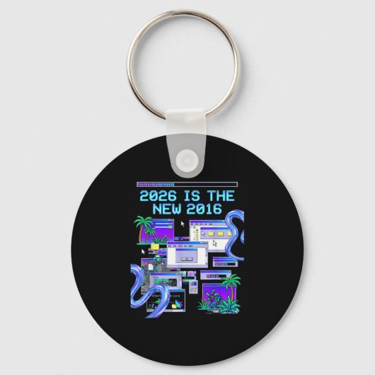 Is de 2016 Vaporwave Pixel Computer Esthetiek Sleutelhanger (Voorkant)