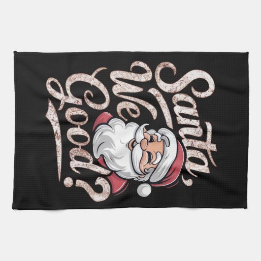 Is de kerstman goed? Kinder kerst grappig xmas Theedoek (Horizontaal)