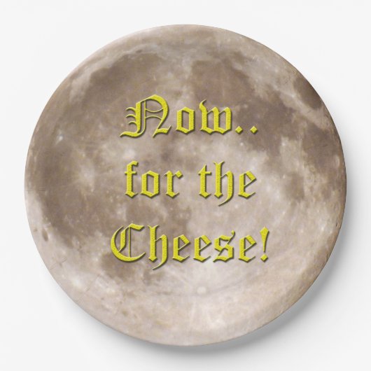 Is de maan gemaakt van kaas? papieren bordje (Voorkant)