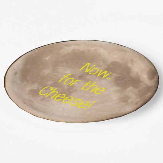 Is de maan gemaakt van kaas? papieren bordje (Gekanteld)