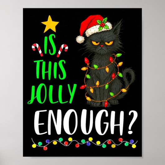 Is Deze Jojo Grappig Zwart Kat Kerstboom Poster (Voorkant)
