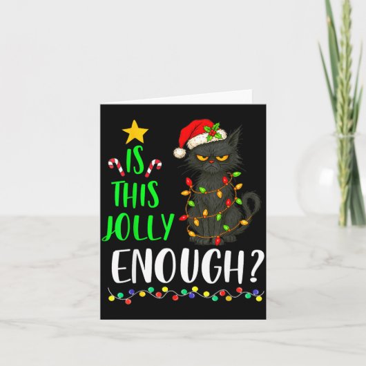 Is Deze Kerstboom met Zwarte Kat Grappig Genoeg Kaart (Voorkant)