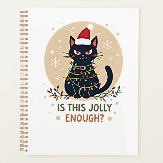 Is Deze Kerstboom met Zwarte Kat Grappig Genoeg Planner (Voorkant)