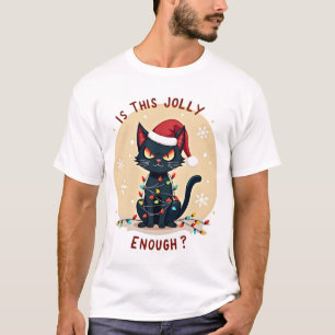 Is Deze Kerstboom met Zwarte Kat Grappig Genoeg T-shirt