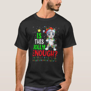 Is Deze Kerstboom Verlichtende Kerstman Kat Vrolij T-shirt