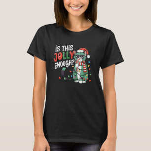 Is Deze Vrolijke Kat Kerstboom Licht Voldoende T-shirt