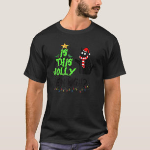 Is Deze Vrolijke Zwarte Kat Kerstmis Boom Voldoend T-shirt