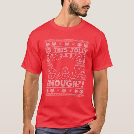 Is dit alleen genoeg kat - zwarte kat Ugly Christm T-shirt (Voorkant)