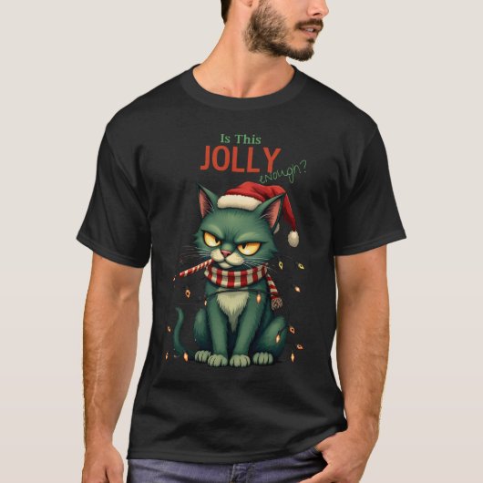 Is dit genoeg grappige kerstkat? t-shirt (Voorkant)
