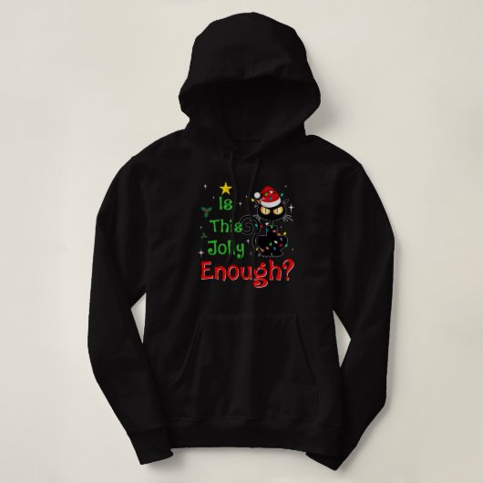 Is dit genoeg zwarte kat voor kerst met kerst? hoodie (Design voorkant)
