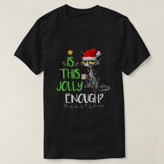 Is dit genoeg zwarte kat voor kerst met kerst? t-shirt (Design voorkant)