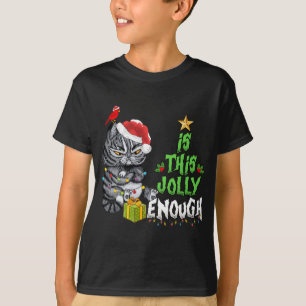 Is dit genoeg zwarte kat voor kerst met kerst? t-shirt