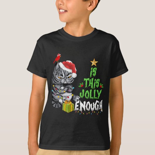 Is dit genoeg zwarte kat voor kerst met kerst? t-shirt (Voorkant)