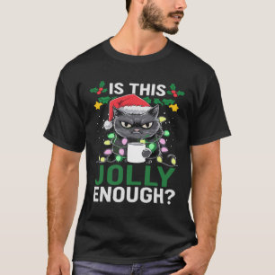 Is dit genoeg zwarte kat voor kerst met kerst? t-shirt