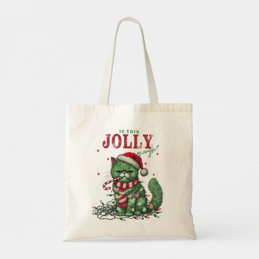 Is dit grappig genoeg? Grumpy Holiday Cat Tote Bag (Achterkant)