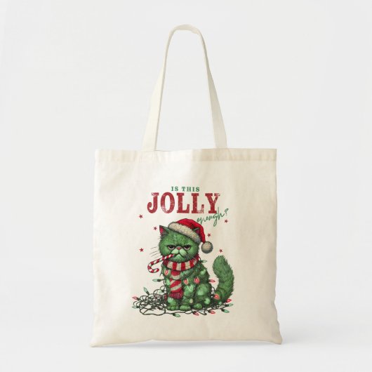 Is dit grappig genoeg? Grumpy Holiday Cat Tote Bag (Voorkant)