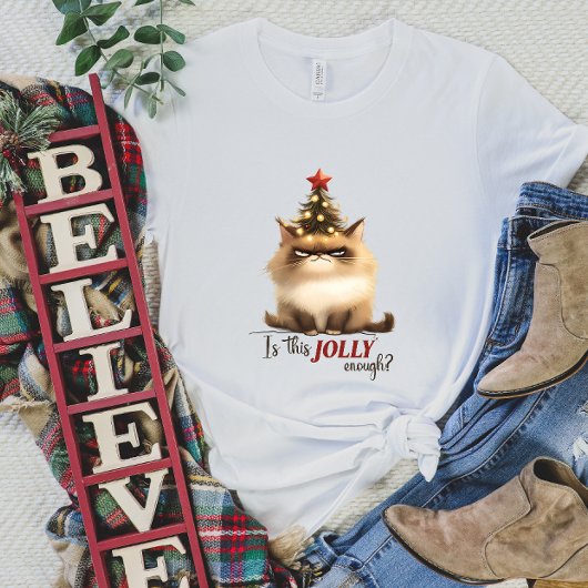 Is dit grappig genoeg? Kerst Kat T-shirt