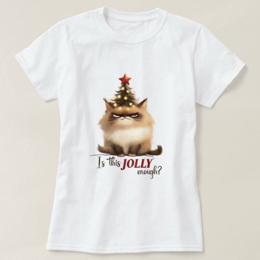 Is dit grappig genoeg? Kerst Kat T-shirt (Design voorkant)