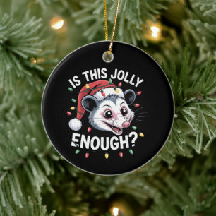 Is Dit Kerst genoeg? Kerst Opossum Sarcasme Keramisch Ornament