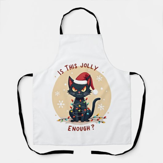 Is Dit Kerstboom Met Zwarte Kat Grappig Genoeg Schort (Voorkant)